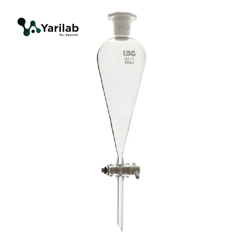 Ampoule à décanter en verre boro. 3.3 classe A avec robinet en PTFE